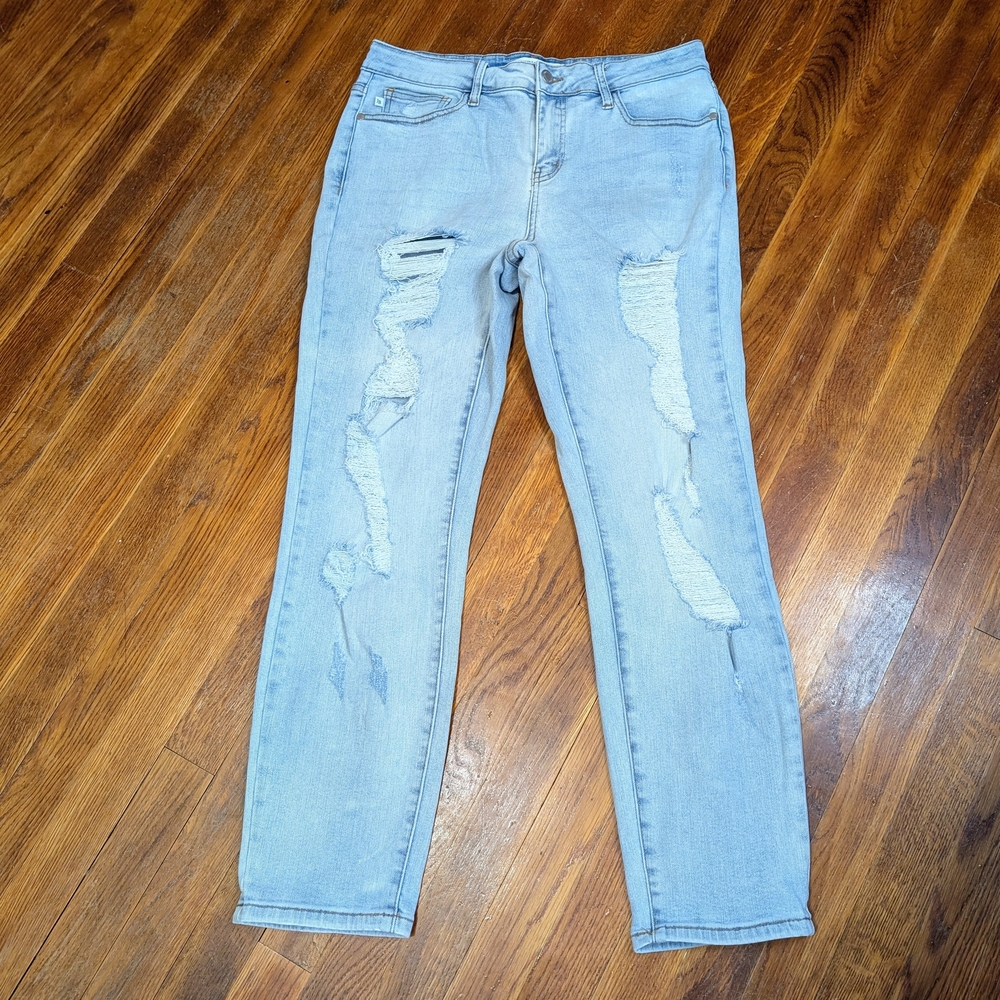 Judy Blues Boyfriend Fit Stretch Jeans Distressed Size 9